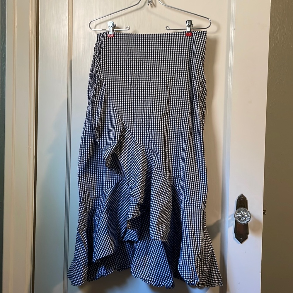 Maitai | gingham wrap midi skirt